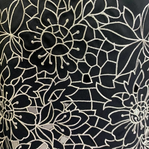 WHBM Black Floral Embroidered Strapless Dress - Picture 8 of 11